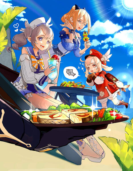 Genshin Impact Summer Golden Apple Archipelago Barbara Jean Klee Albedo Full Illustration